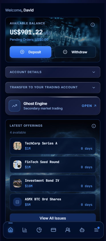ASMX Pro mobile dashboard